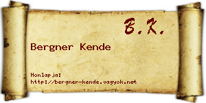 Bergner Kende névjegykártya